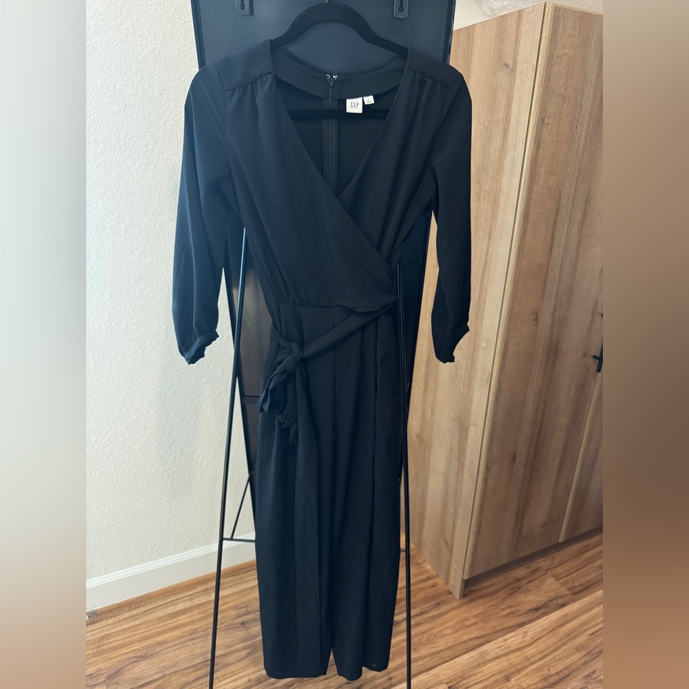GAP Black Long Sleeve Wrap Jumpsuit